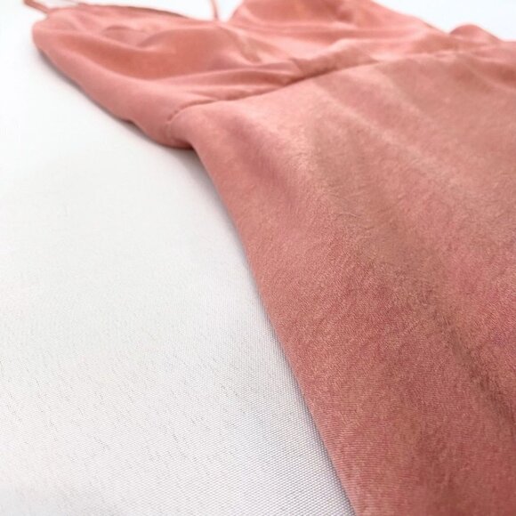 LULUS IN LOVE FOREVER ROSE PINK SATIN LACE-UP HIGH LOW RUFFLE FORMAL DRESS - S - Picture 8 of 10